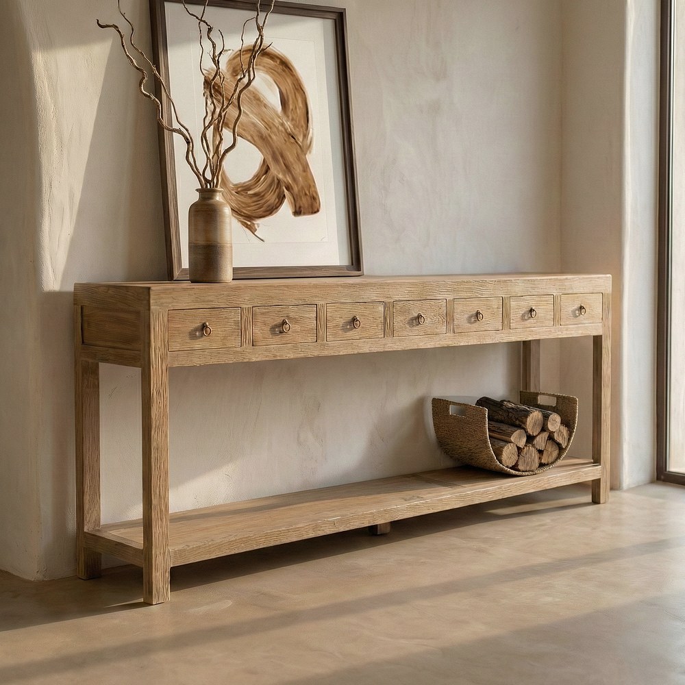 Consola de olmo reciclado con cajones Ref. 616204