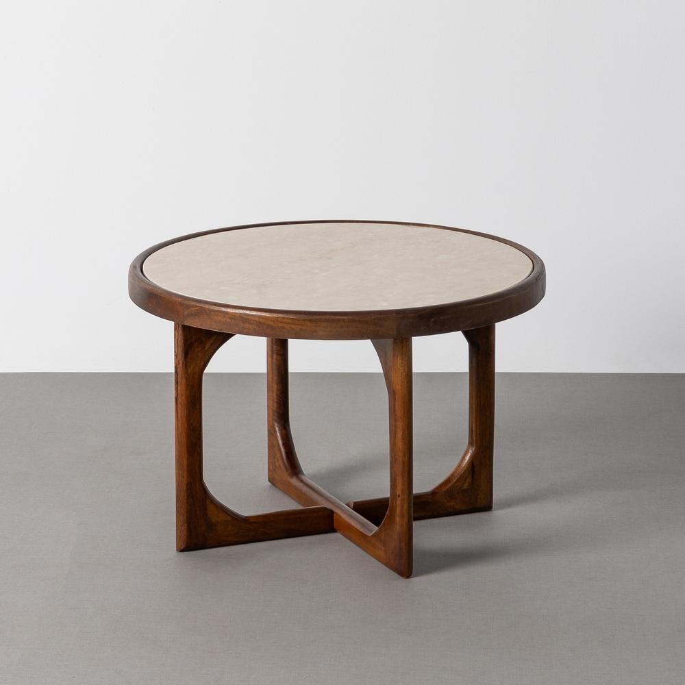 MESA CENTRO MÁRMOL/MADERA SALÓN 60 X 60 X 40 CM