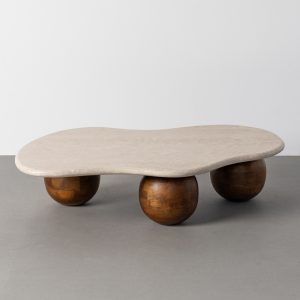 Mesa centro mármol/madera