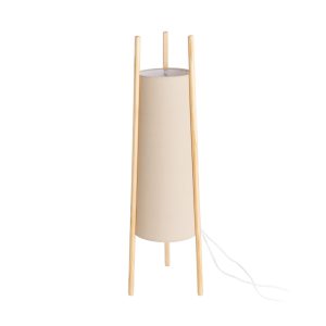 Lámpara suelo beige tejido-madera
