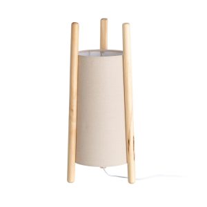 LÁMPARA MESA BEIGE TEJIDO-MADERA 22 X 22 X 52 CM