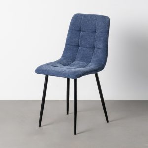 Silla tapizada azul metal