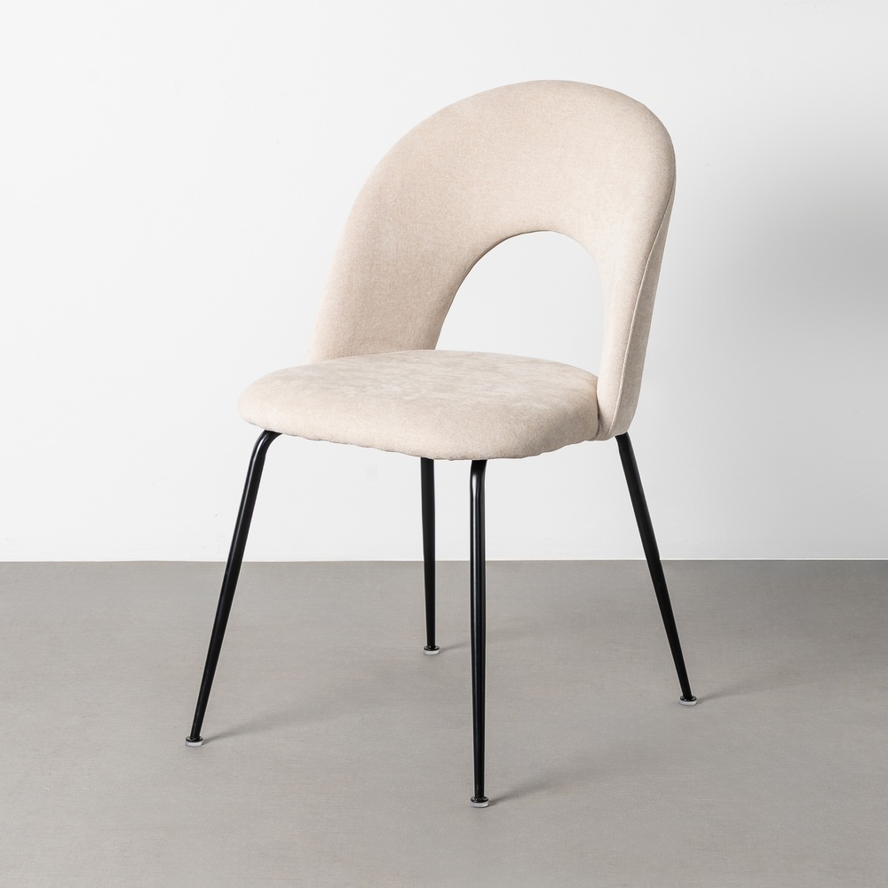 SILLA TAPIZADA CREMA METAL CONTRACT 49 X 60 X 81 CM