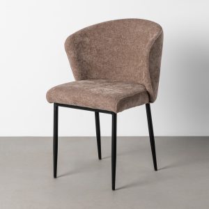 Silla tapizada marrón metal