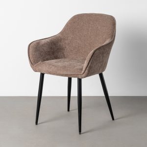 Silla tapizada marrón metal