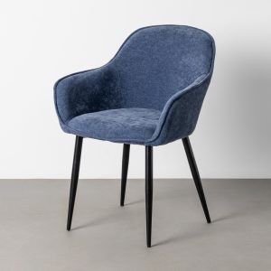 Silla tapizada azul metal