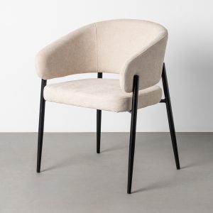 Silla tapizada crema metal