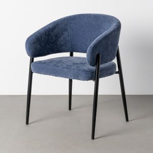 Silla tapizada azul metal