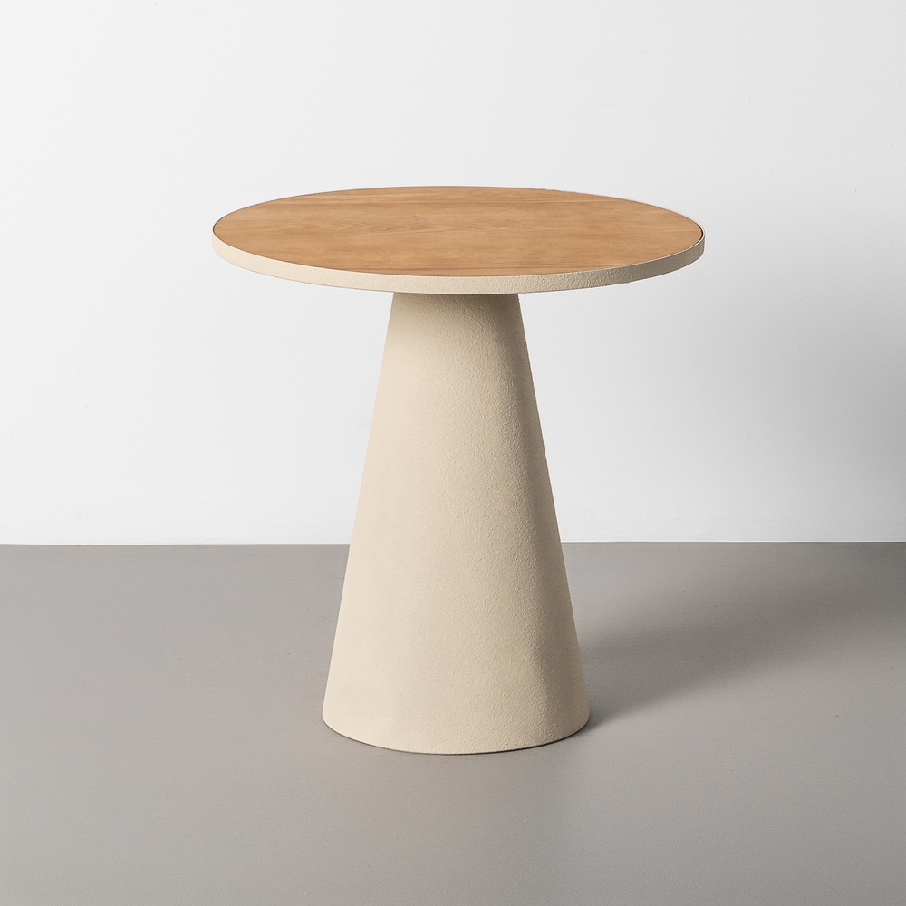 MESA CENTRO NATURAL-CREMA DM-METAL 50,50 X 50,50 X 52 CM