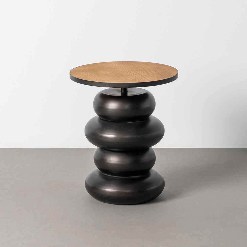 MESITA NATURAL-NEGRO DM-METAL 40 X 40 X 46,50 CM